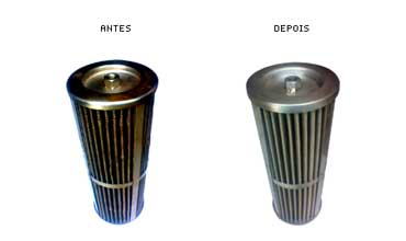 Filtro Antes e Depois da Limpeza Ultrass&ocirc;nica